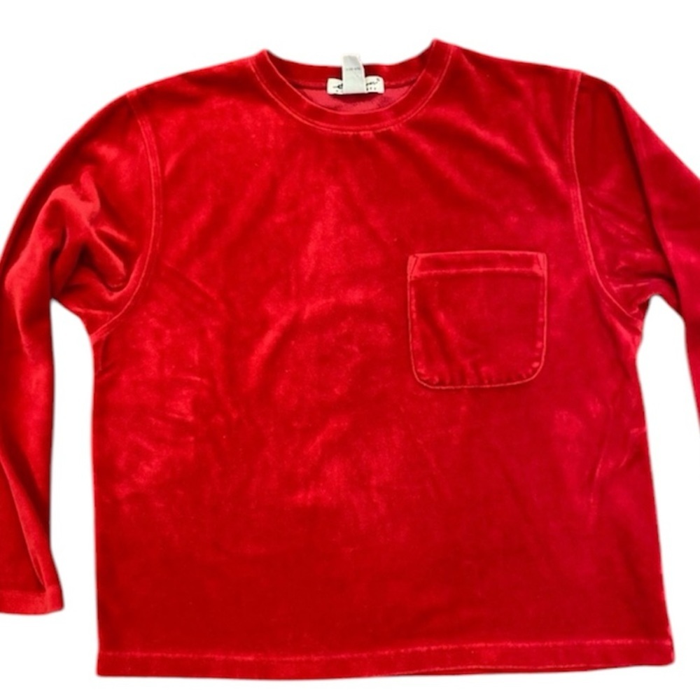 Eddie Bauer Womans Red Velvet Long Sleeve Crewneck Sweater Size Large